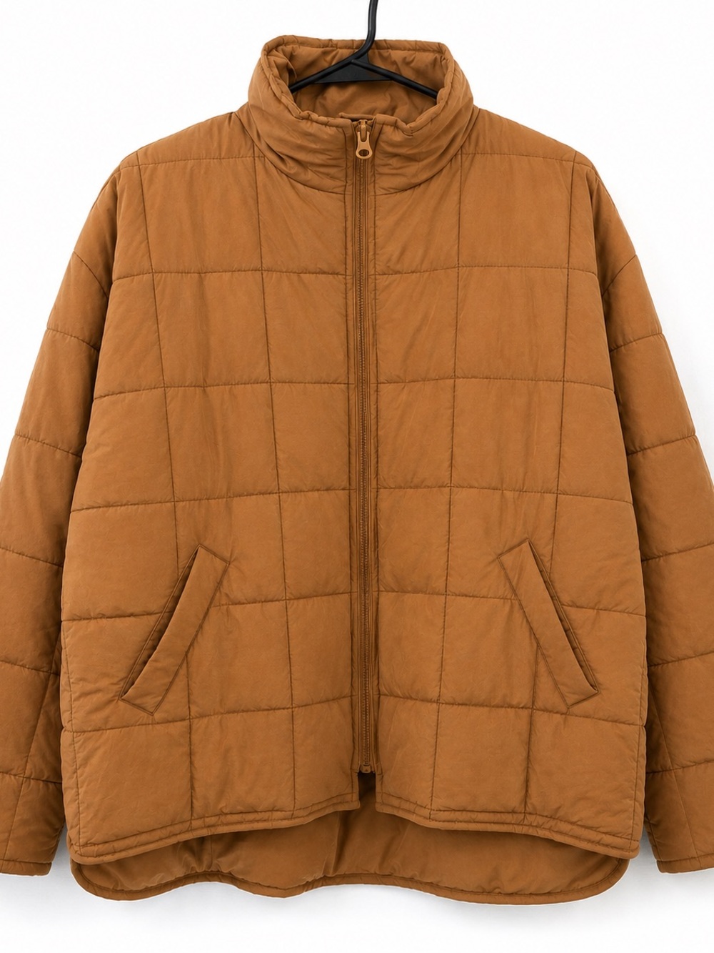 Women's XL Camel Tan Quilted Puffer Full Zip-Up Jacket Oversized